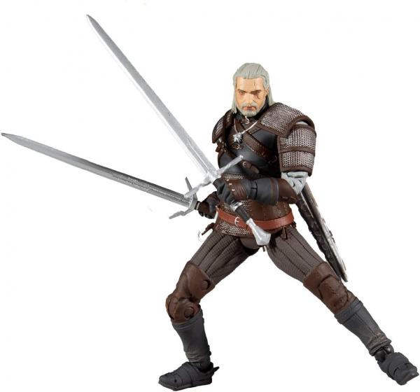 Ведьмак с оружием, головой и подставкой "The Witcher Geralt of Rivia" (около 18 см.) от McFarlane