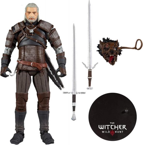 Ведьмак с оружием, головой и подставкой "The Witcher Geralt of Rivia" (около 18 см.) от McFarlane