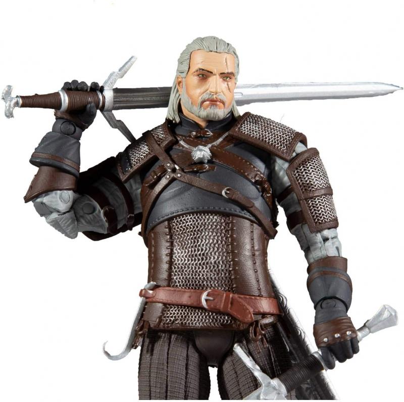 Ведьмак с оружием, головой и подставкой "The Witcher Geralt of Rivia" (около 18 см.) от McFarlane