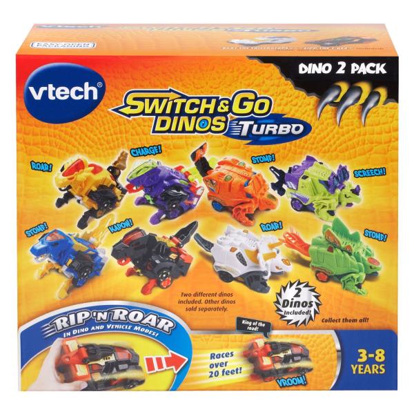 Дино трансформеры чёрный и белый Dart и Zipp "Switch & Go Dinos" (10 см.) от VTech