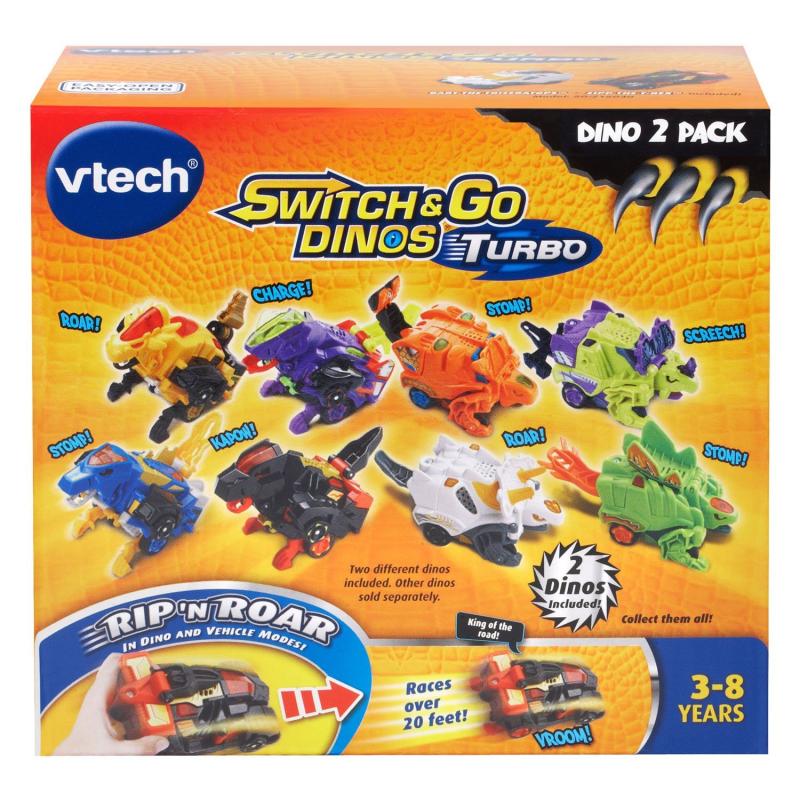 Дино трансформеры чёрный и белый Dart и Zipp "Switch & Go Dinos" (10 см.) от VTech